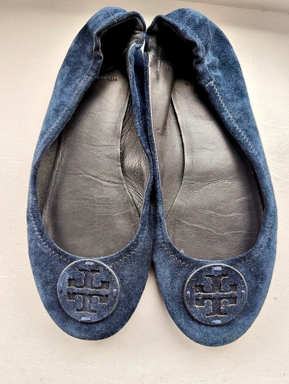 Tory Burch Minnie Travel Ballet Suede Flats in Navy